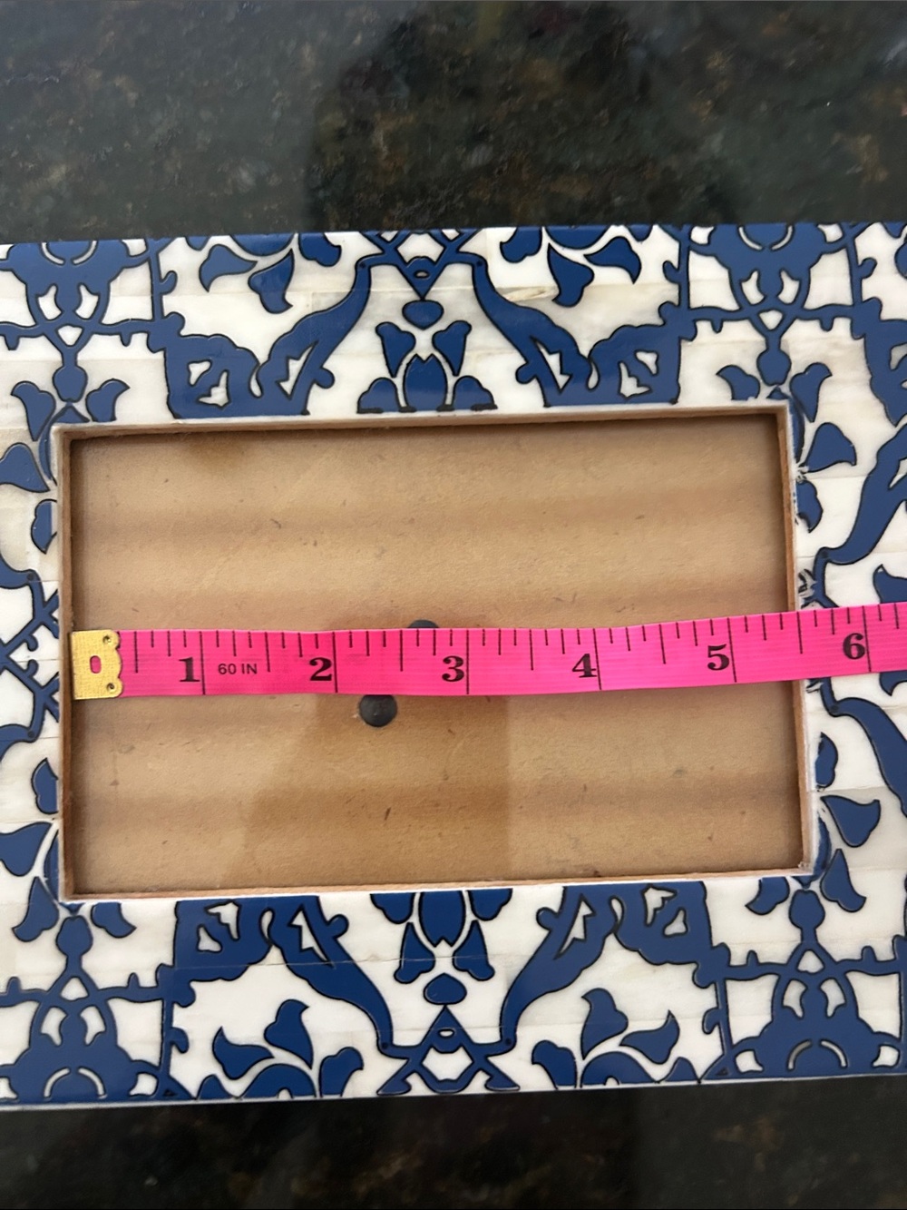 Decorative blue and ivory Patterned Photo Frame - Picture 7 of 9